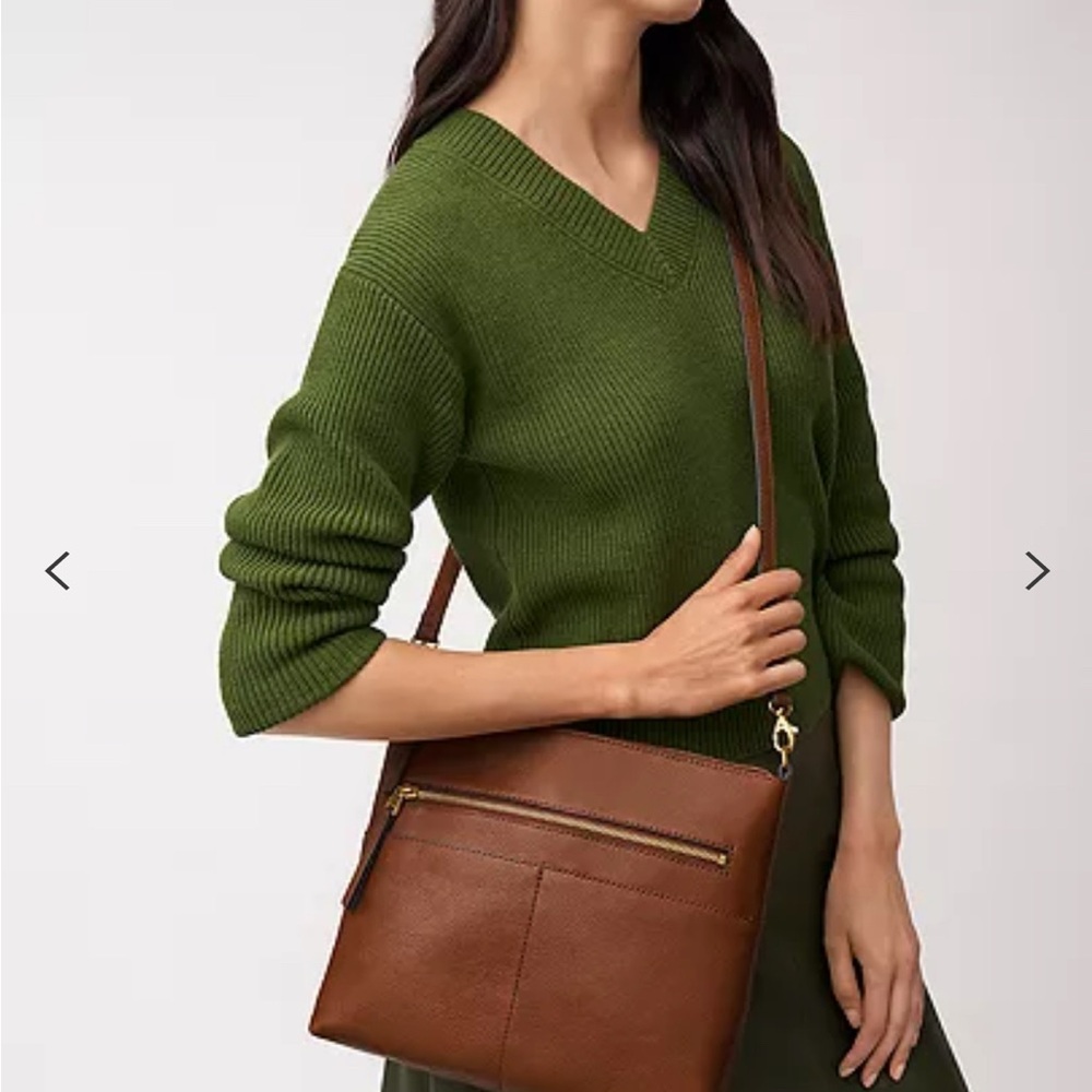 Fossil Eco-Leather Fiona Large Crossbody Brown Bag - Picture 2 of 2
